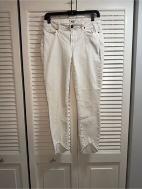 PAIGE White Verdugo Crop Jean with Raw Hem